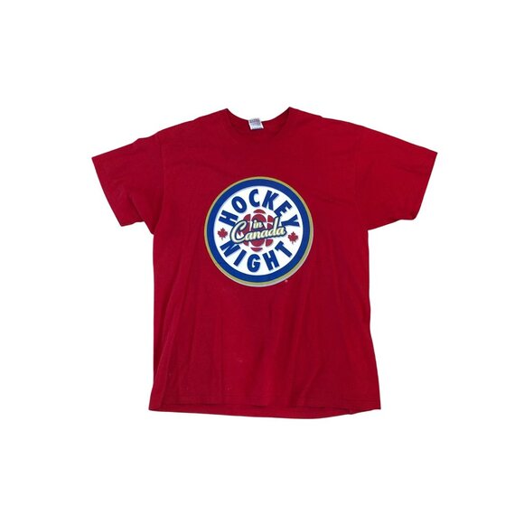 Hockey Night In Canada Red T-Shirt XL Fruit Of The Loom Cotton Mens Graphic Tee - Picture 1 of 8